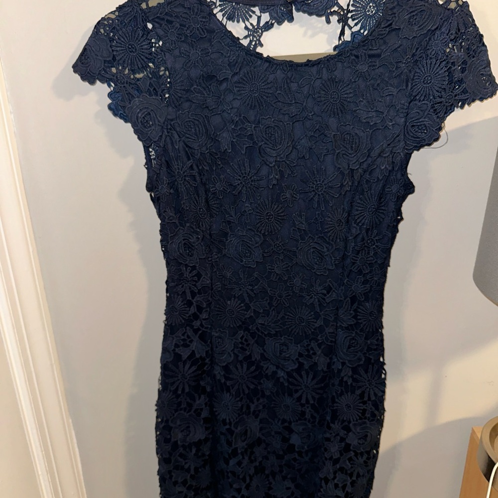 NWT Lulus Elegant Navy Lace Dress